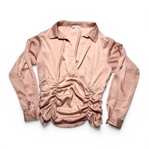 VENUS Ruched V Neck Blouse - Dusty Rose size 16